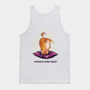 Funny orange, ginger, Cat trying to find inner peace with yoga Tank Top